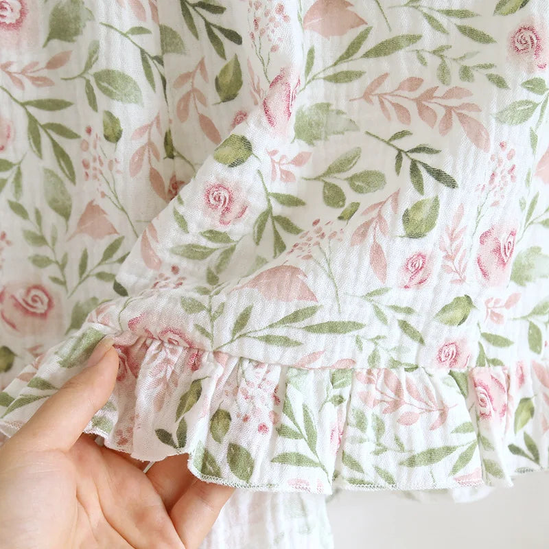 2025 Japanese Summer New Women's Pajama Set 100% Cotton Crepe Cloth Ladies Suspender+Shorts Two Piece Home Furnishing Set