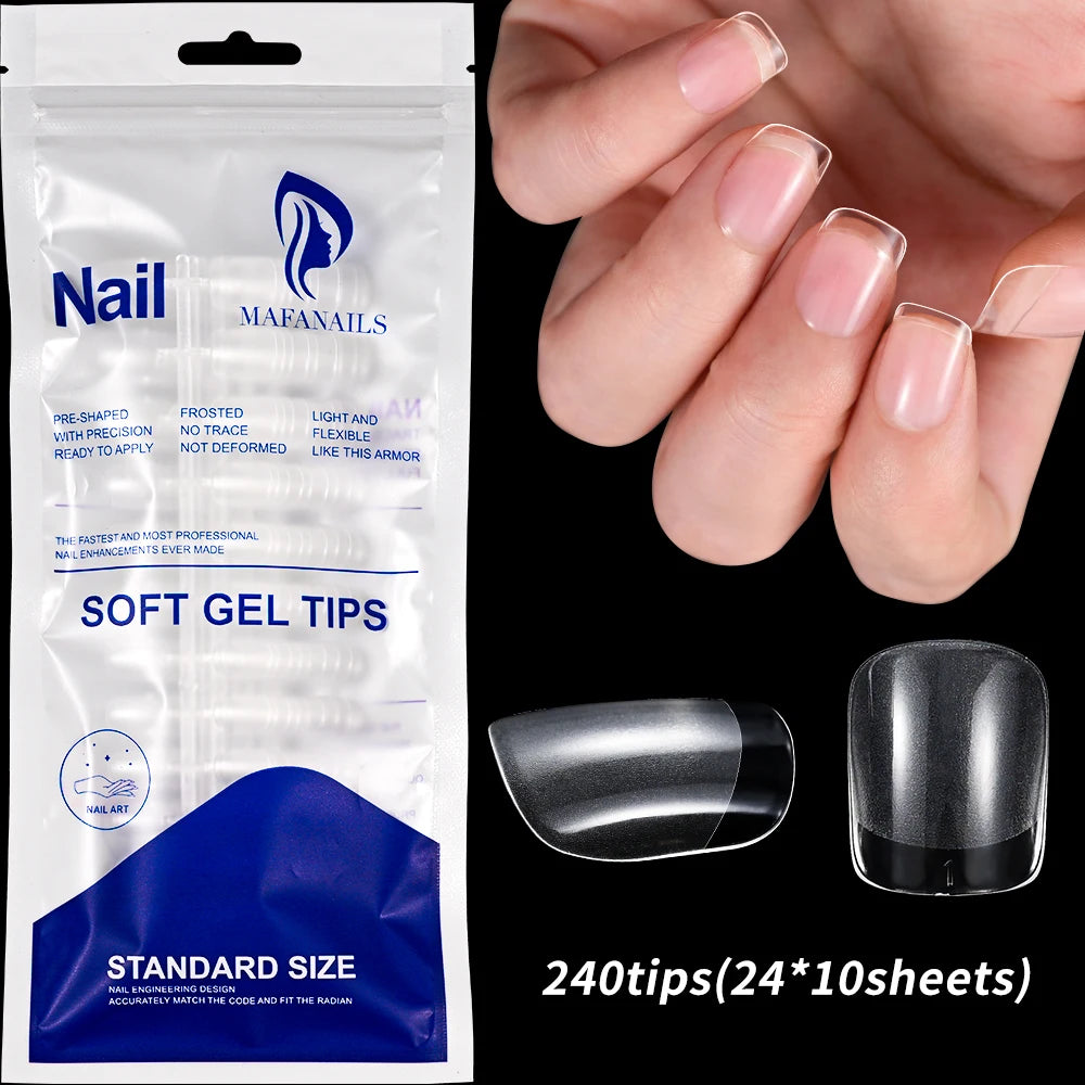240pcs XS Fake Nails Short Square/Almond False Nail Tips Half Matte Acrylic Square Fingernails DIY For Manicure Extension Tools TD219