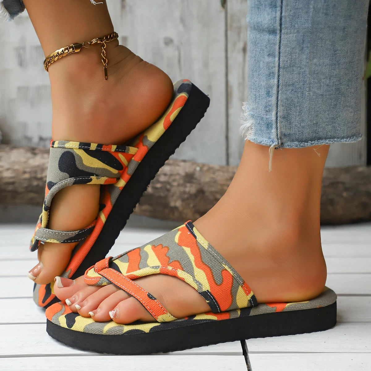 2025 Summer Women Slippers Platform Sandals Fashion Open Toe Shoes Slip on Colorful Beach Shoe Ethnic Style Lightweight Slippers