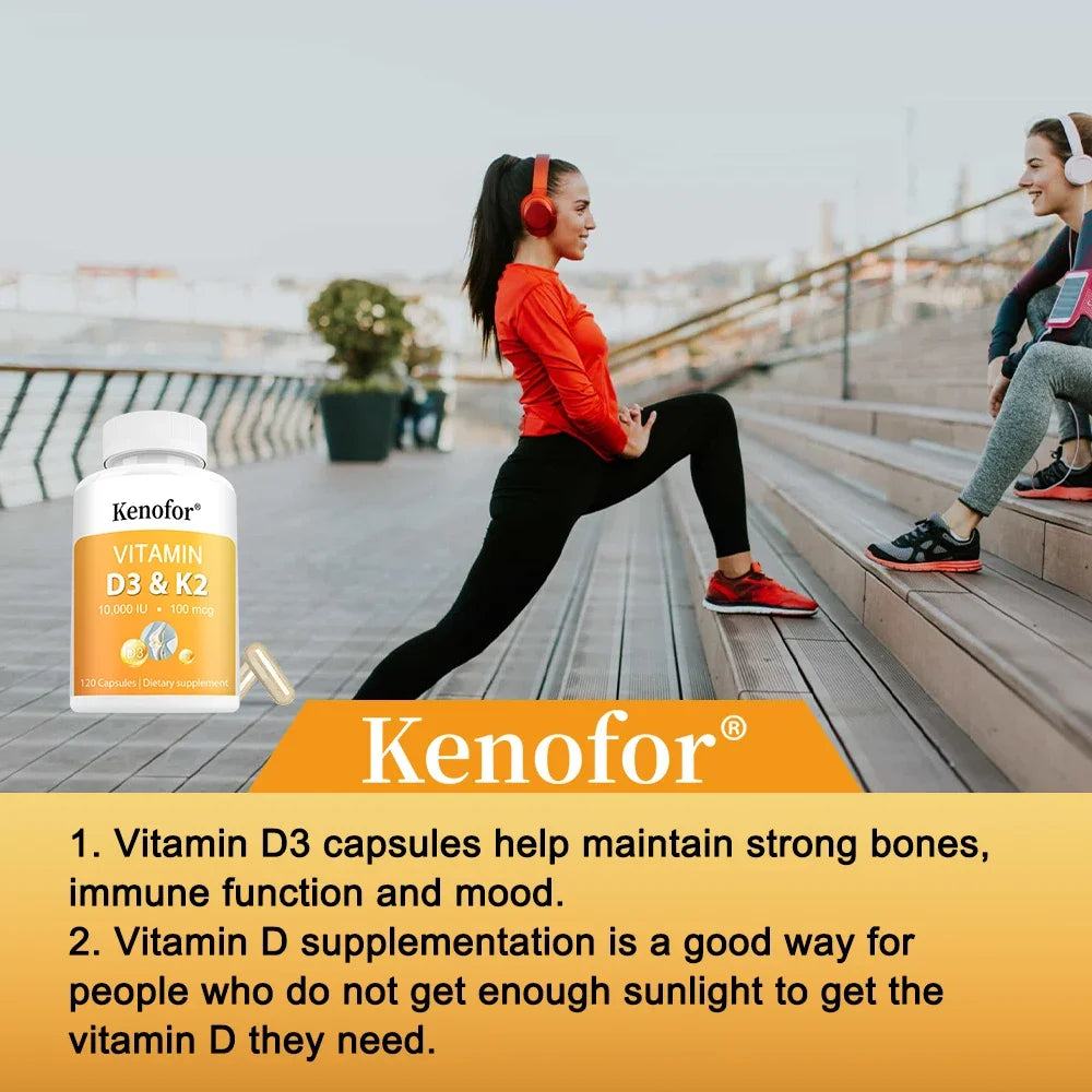 Vitamin D3 and K2 Softgels - Improves Absorption, Digestion, Maintains Health, Supports Bone and Joint Health, Immune System