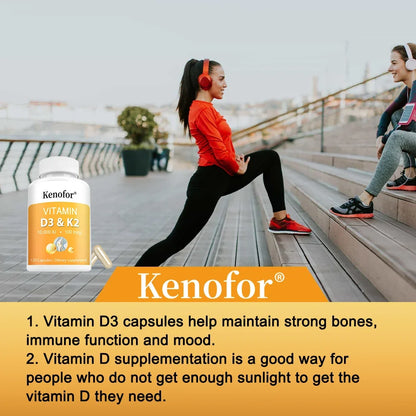 Vitamin D3 and K2 Softgels - Improves Absorption, Digestion, Maintains Health, Supports Bone and Joint Health, Immune System