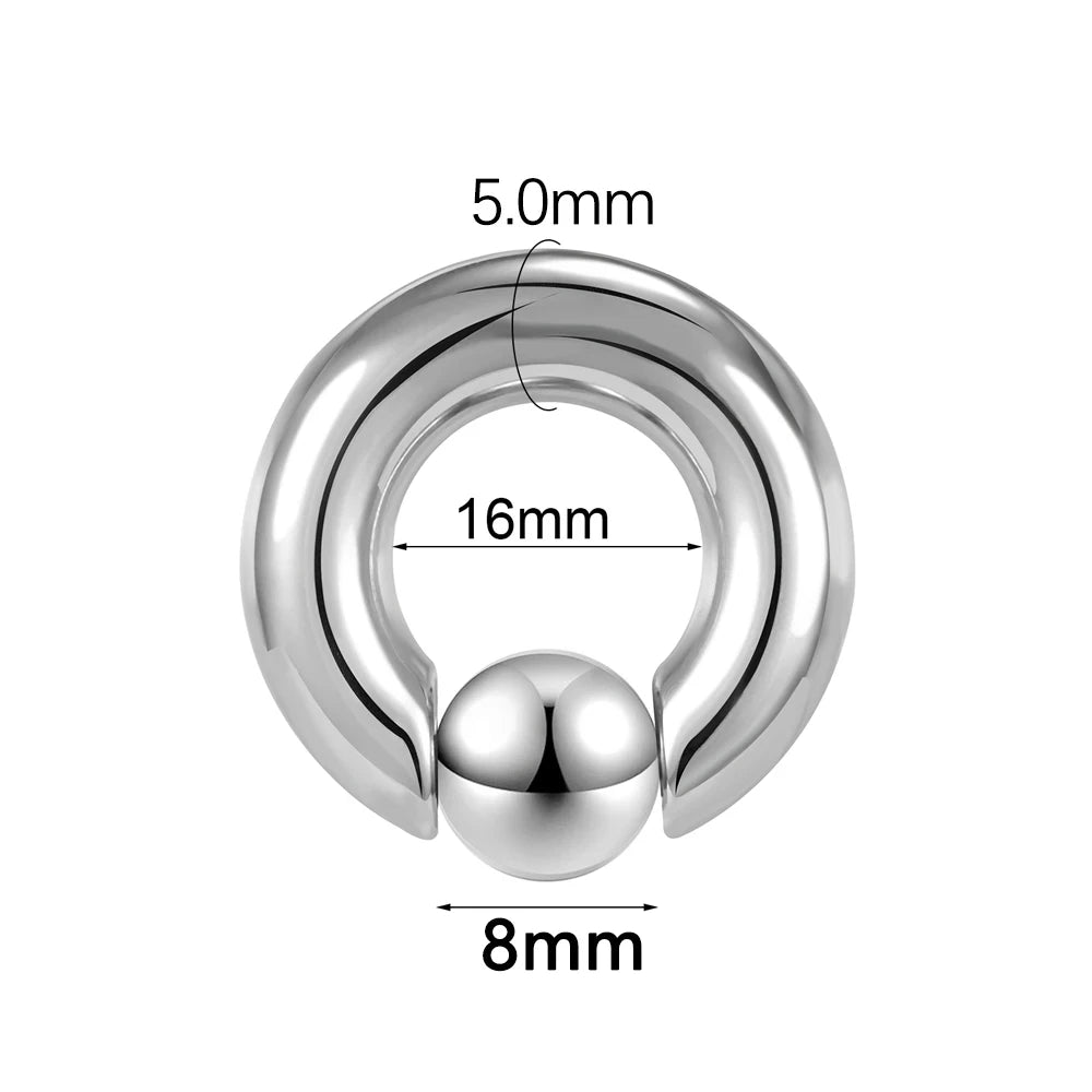 ASTM F136 Titanium PIERC Hinged Segment Hoop Earrings Large size Nose Rings 10G-6G 2.5mm-4mm Seamless Labret Lip Body Piercing 5.0x16x8mm