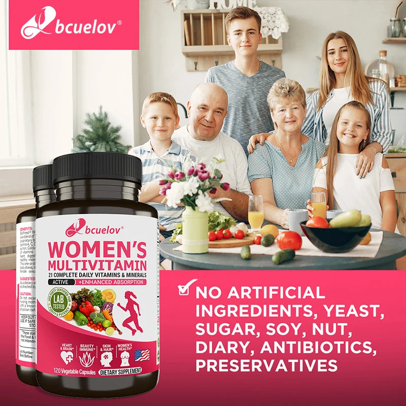 Women's Multivitamin, Supplements Vitamins A, C, D, E, Supports Bone Immune Health, and Is Beneficial for Calcium Absorption