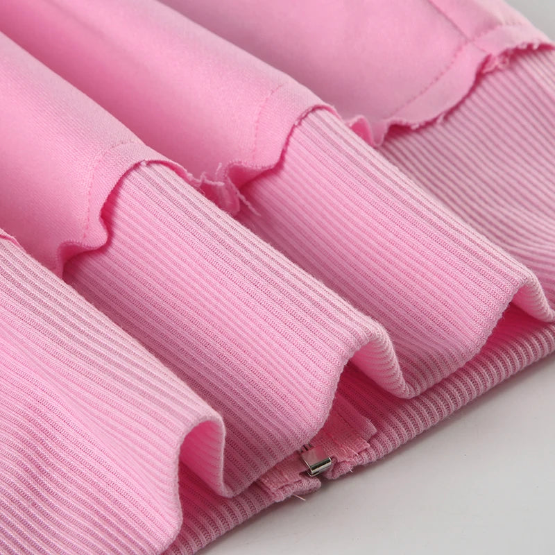 BIIKPIIK Drawstring Hooded Hoodie Suits Autumn Winter Solid Zipper Women Casual Pants Set Street Sporty Sweatshirt Two Piece Set