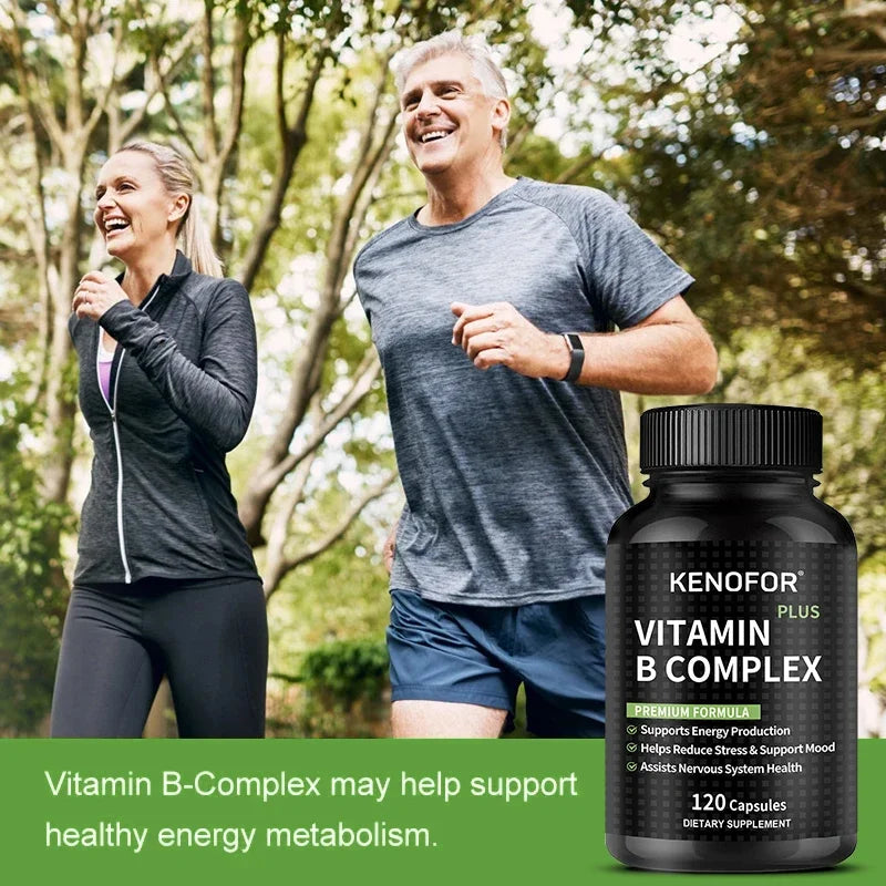 High Strength Vitamin B Complex - 120 Veggie Capsules - Helps with Stress, Mood, Energy, Promotes Nervous System Health