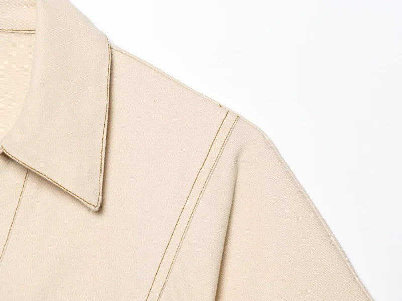 ETJ 2025 summer new TRAF women's elegant fashion waist pleated V-neck short-sleeved temperament denim MIDI dress