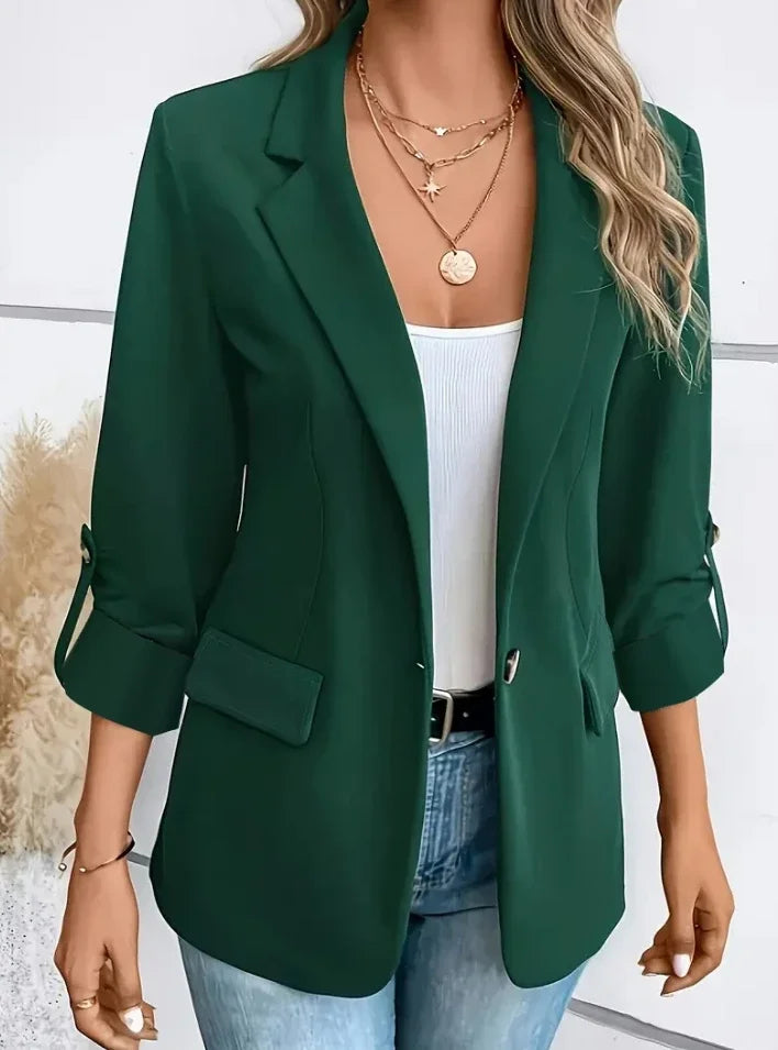 Women's S-2XL Size Commuter New Style Long Sleeve Coat Fashion Cardigan Small Suit Elegant Solid Color Casual Women's Suit Tops