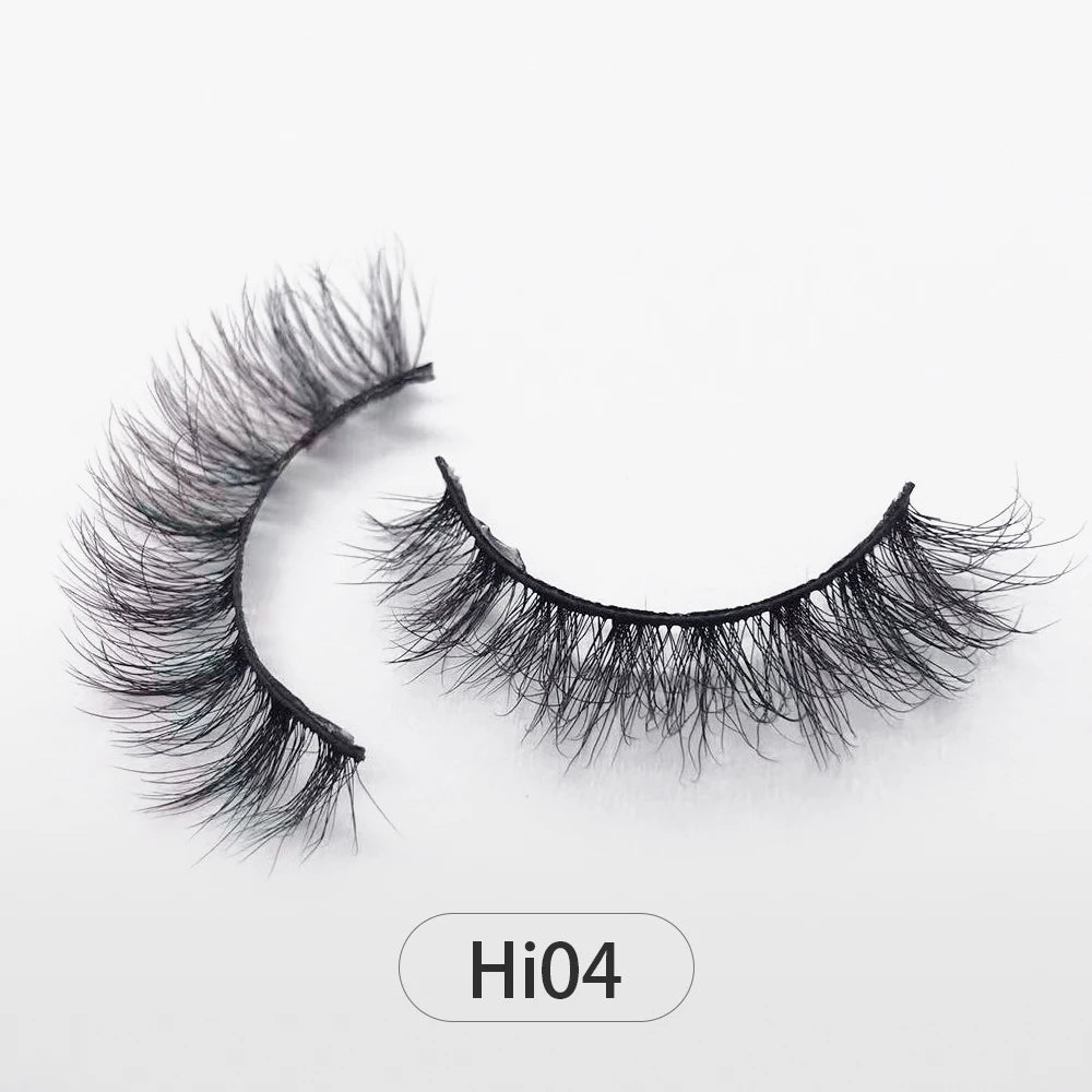 Dropshipping Reuseable Natural Long 12-15mm 3D Faux Mink Lashes Fluffy Volume False Eyelashes Cruelty Free Wispy Makeup Lashes Hi04 15mm CHINA