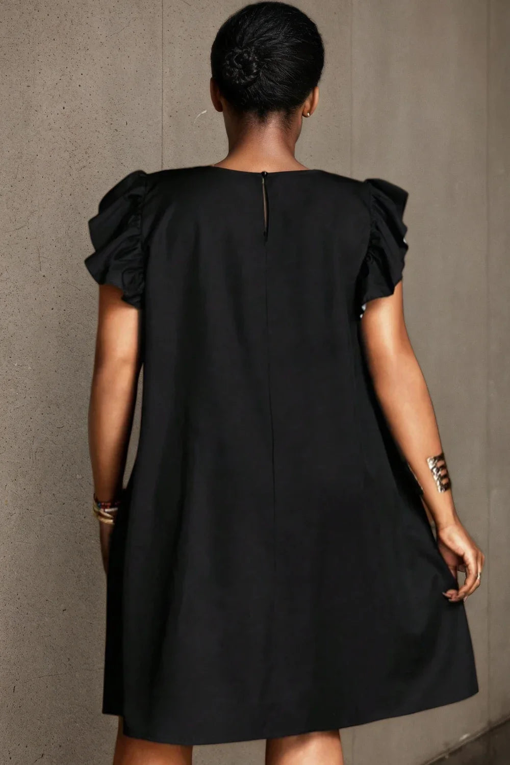 Women's Plus Size Mini Dress Ruffle Sleeve Round Neck Floral Printed Casual Elegant Retro Summer Loose Mid Dresses Vestidos