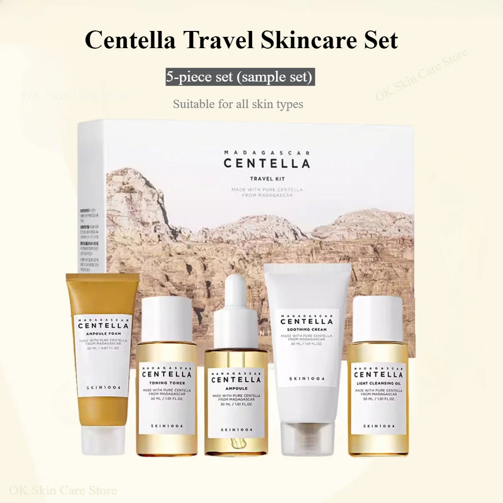 Korean Centella Pink Salt Pore Care Fresh Toner Ampoule Facial Serum Deep Cleanser and Face Cream Skincare Original Products Set