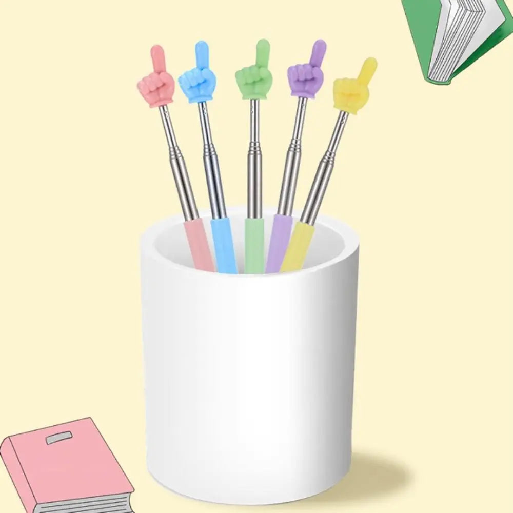 Creative Stainless Steel Teaching Telescopic Rod Finger Design Teaching Stick multifunctional Reading Stick home School Supplies Badiee Stylez