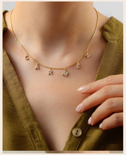 Personalized Initial Name Necklace Stainless Steel Women Alpahbet Letter Pendant ,Initial Collar Statement Charms Gift Badiee Stylez