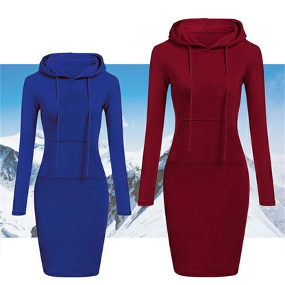 Fashion Sweatshirt Dresses Women's Pocket Hooded Casual Dresses Mini Dresses Badiee Stylez