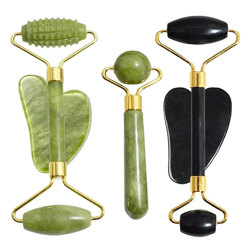 Natural Jade Roller Face Gua Sha Natural Stone Body Neck Massager Acupoint Eye Care Spa Massage Tools Massage Visage Lifting Badiee Stylez