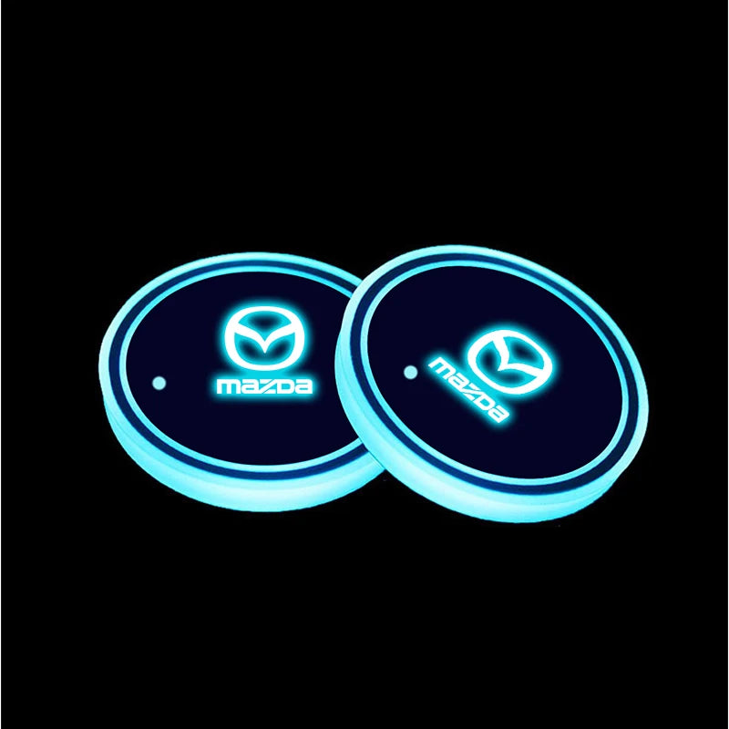 2PCS Car LED Water Cup Mat Drink Holder For Mazda MS Speed CX4 Atenza Axela MX5 CX7 CX5 CX9 RX8 CX30 Bt50 Badiee Stylez