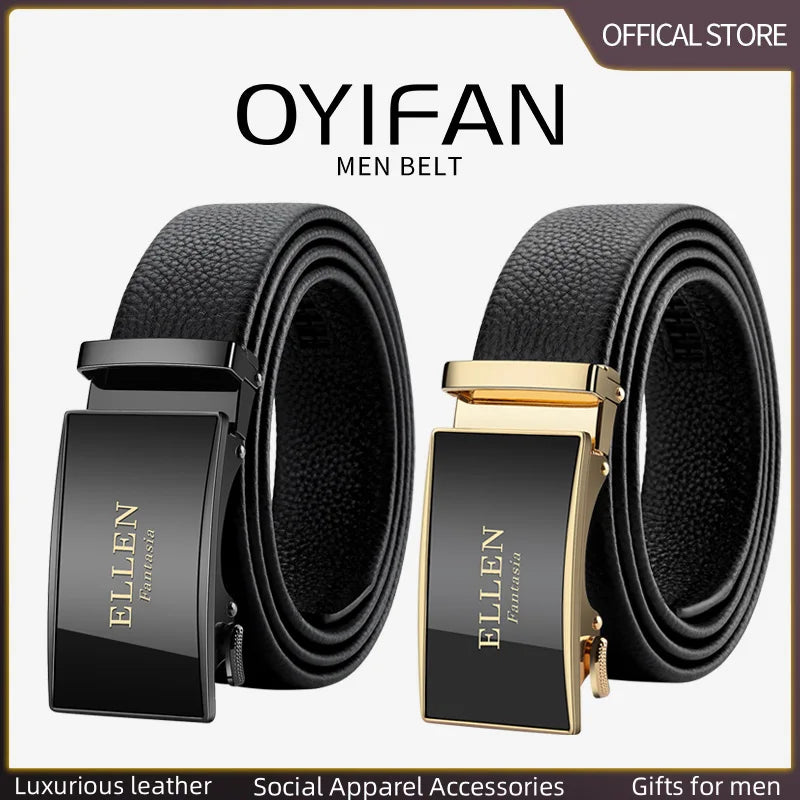 OYIFAN Men Belt Genuine Leather belt for men Alloy buckle ratchet belts Men Designer Belt Automatic belts 벨트 Badiee Stylez