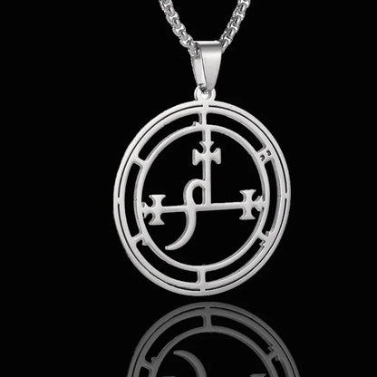 Stainless Steel Demon Seal Necklace Satan Lilith Pendant Pagan Witchcraft Magic Amulet Jewelry for Men and Women