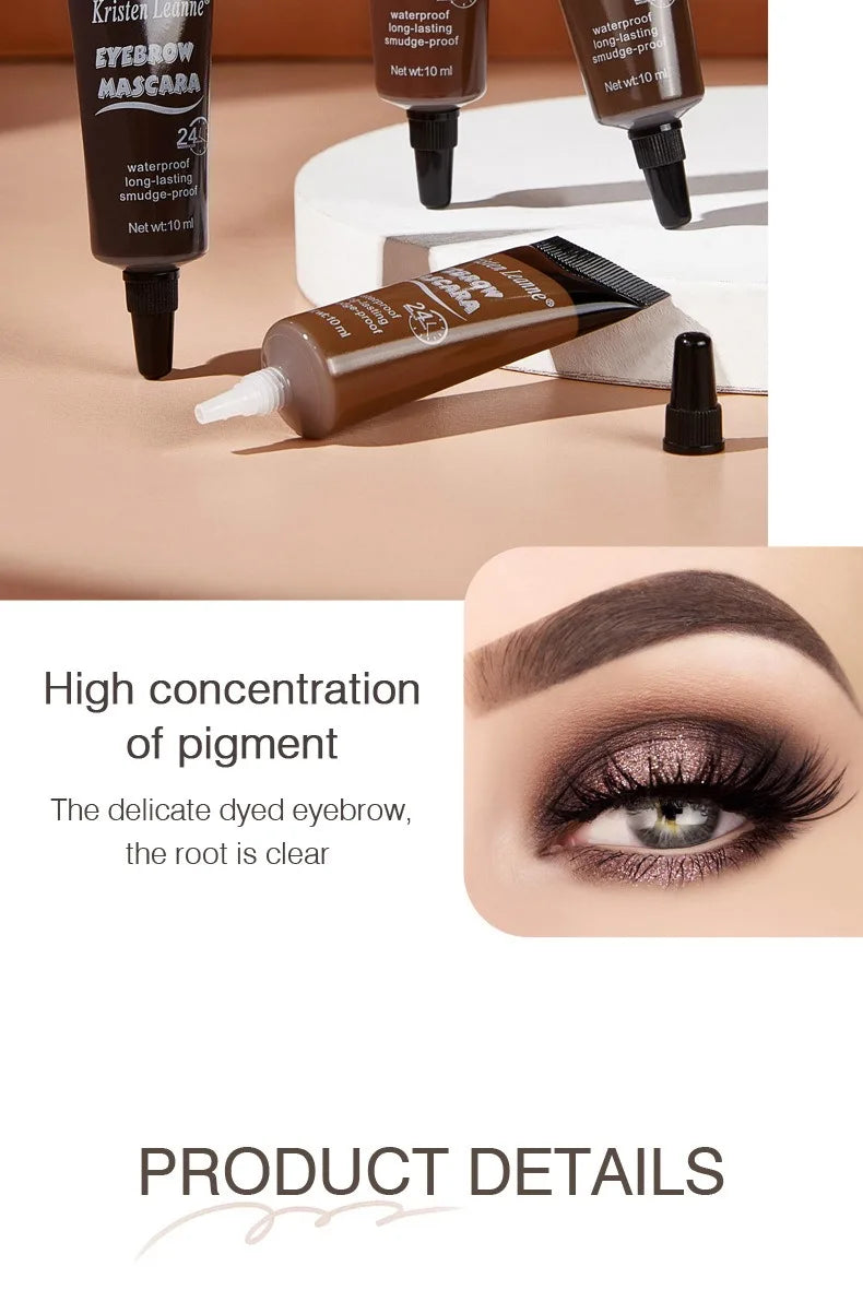 Natural Liquid Dyeing Eyebrow Cream Set Waterproof Shaping Brown Tint Pointed Tube Eyebrow Henna Mascara Paint Brush Makeup Tool