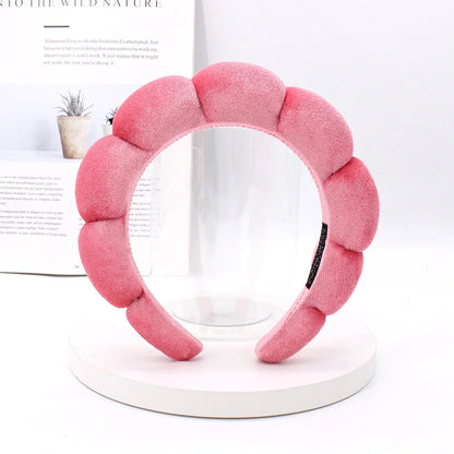 Sponge Spa Headband Velvet Washing Face Wide Padded Headband Skin Care Makeup Removal Shower for Women Girls Hair Accessories Watermelon red
