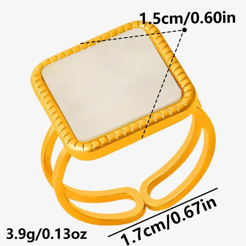 Sea Jewelry Shell Leaf Geometric Round Stainless Steel Rings For Women Men Accessories Open Adjustable Ring Beach Holiday Bagues