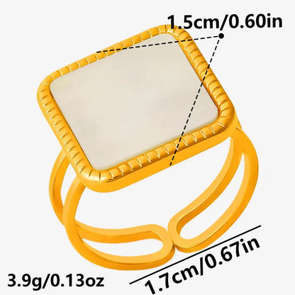 Sea Jewelry Shell Leaf Geometric Round Stainless Steel Rings For Women Men Accessories Open Adjustable Ring Beach Holiday Bagues