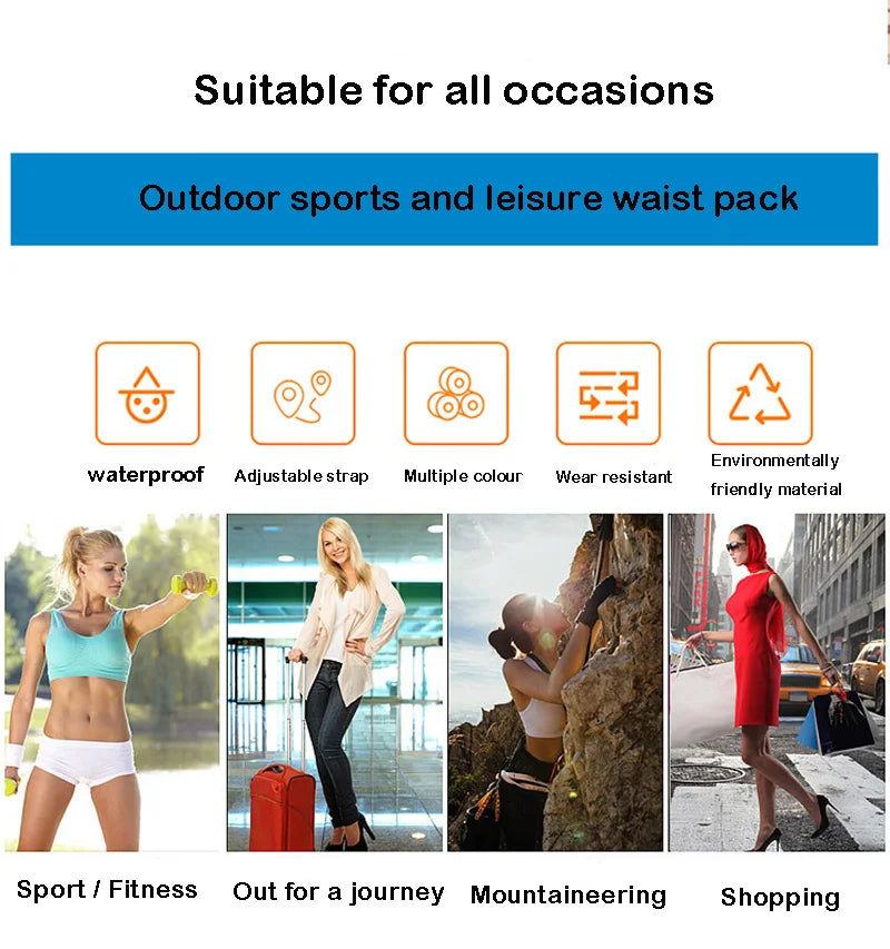 Nylon Waterproof Fanny Waist Bag Pack For Men Women Belt Pouch Male Belly Banana Ladies Bum Hip Kangaroo Sports Running Waistbag