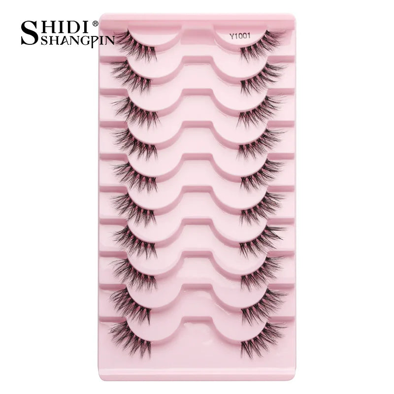 SHIDISHANGPIN 5/10Pairs False Lashes Cat Eye Eyelashes Eyelash Extension 3D Mink Half Lashes Natural Makeup faux Cils maquiagem