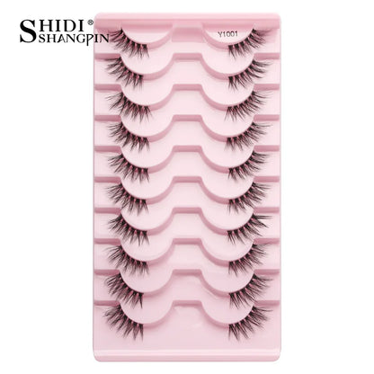SHIDISHANGPIN 5/10Pairs False Lashes Cat Eye Eyelashes Eyelash Extension 3D Mink Half Lashes Natural Makeup faux Cils maquiagem