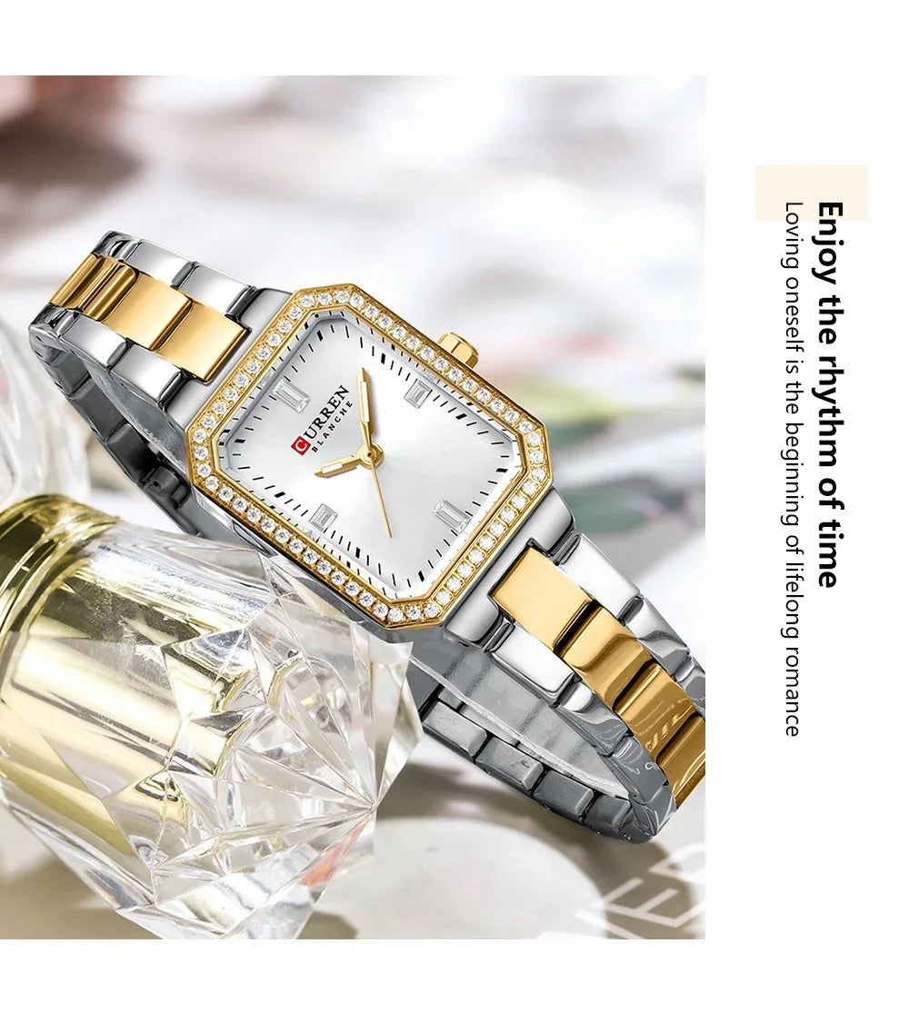 CURREN Women Watch Quartz Watch for Ladies Simple Elegant Dress Wristwatch Stainless Steel Bracelet