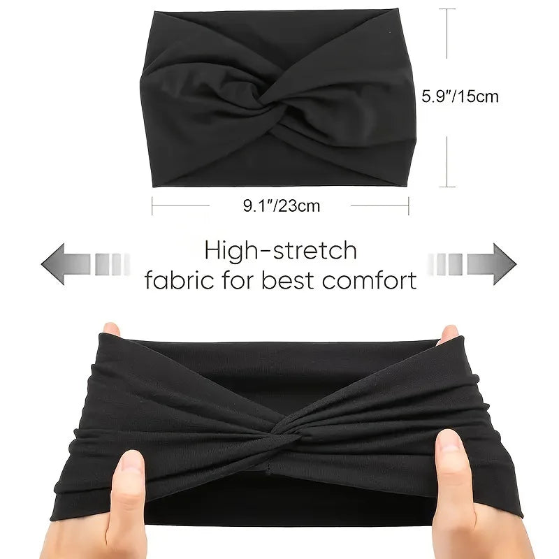Women Headbands African Wide Hair Wrap Turban Twist Headband for Women Large Sport Workout Stretch Non-slip Big Hair Bands