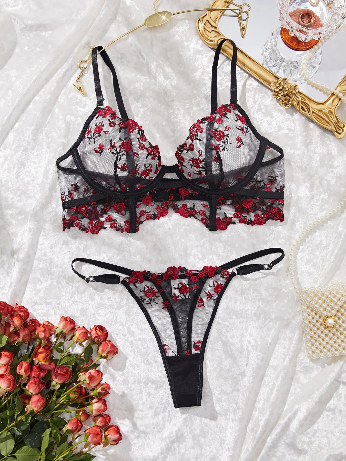 Lace Lingerie Ultra Sexy Underwear Women Set Sexy Adult Delicate Embroidery Intimate Underwear Transparent Bra Lingerie Sets