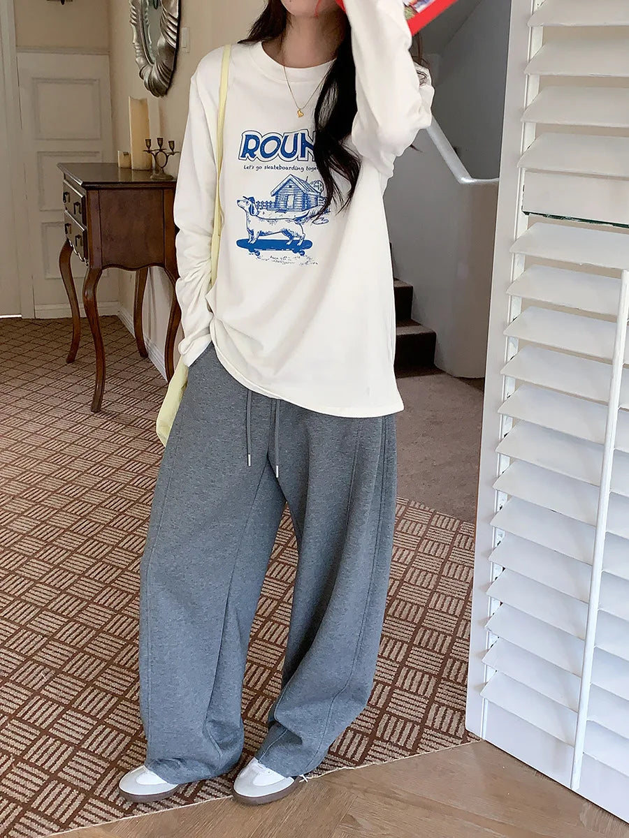 New relaxed and curved cut sports and casual wide leg pants for early autumn Badiee Stylez