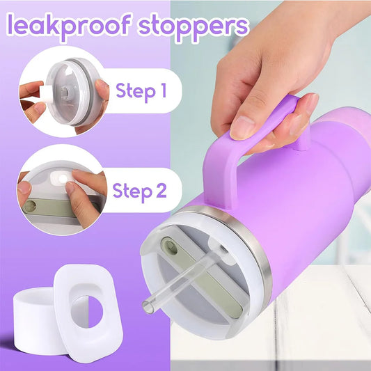 6PCS Cup Accessories Set for Stanley Cup  40oz tumbler with handle Including Silicone Straw Topper and Boot, Spill Proof Stopper Badiee Stylez