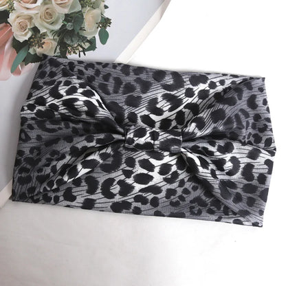 Women Wide -Side Pilates Elastic Hair Bands Yoga Leopard Print Headband Running Cycling Turban Makeup Hair Hoop Makeup Headwrap B