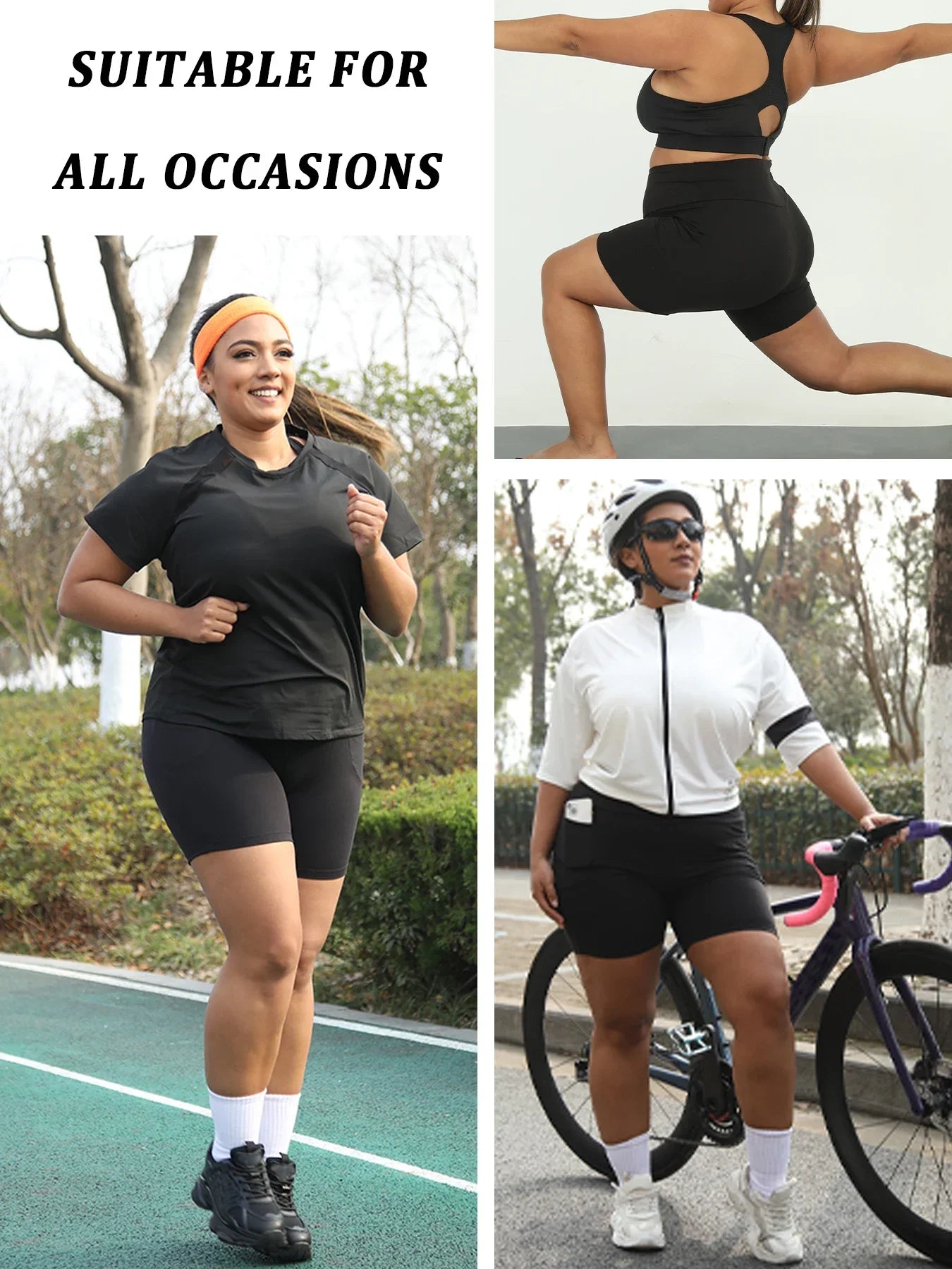 Plus Size High Waisted Biker Shorts For Women With Pockets Super Soft Tummy Control No See Through Workout Running Yoga Badiee Stylez