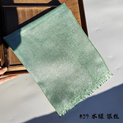 Lastest Brand Design Scarf Shiny Solid Color Shawls Rayon Fabric Gold Silk Silver Wire Head Shawl Fringe Hijab For Women 29