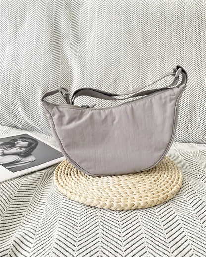 Casual Nylon Hobos Shoulder Bags for Women Lightweight Portable Ladies Crossbody Bag Simple Solid Color Female Handbags Purse