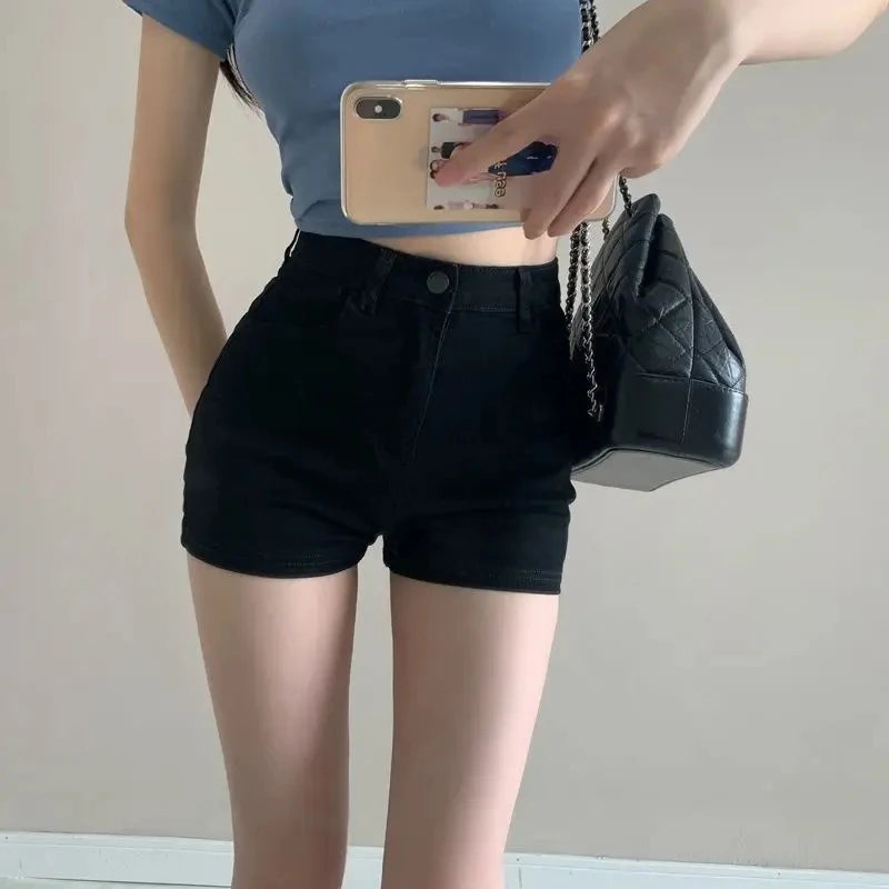 Ripped Raw Denim Shorts For Women Fashion A-line Hem Female Summer Hot Pants Streetwear Blue Clothing Skinny Sexy Retro Leisure Badiee Stylez