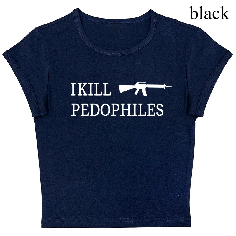 Grunge Punk Hip Hop Y2K Womens T-Shirt Short Sleeve Sexy Slim Chic Fashion Printed Crop Top Gothic Harajuku Emo Girls Streetwear QL776B-Black-luqi