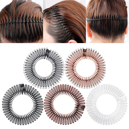 Rhinestone Plastic Full Circle Stretch Diamond Flexible Comb Women Girl Flexible Plastic Circle Teeth Hair Accessories Wholesale