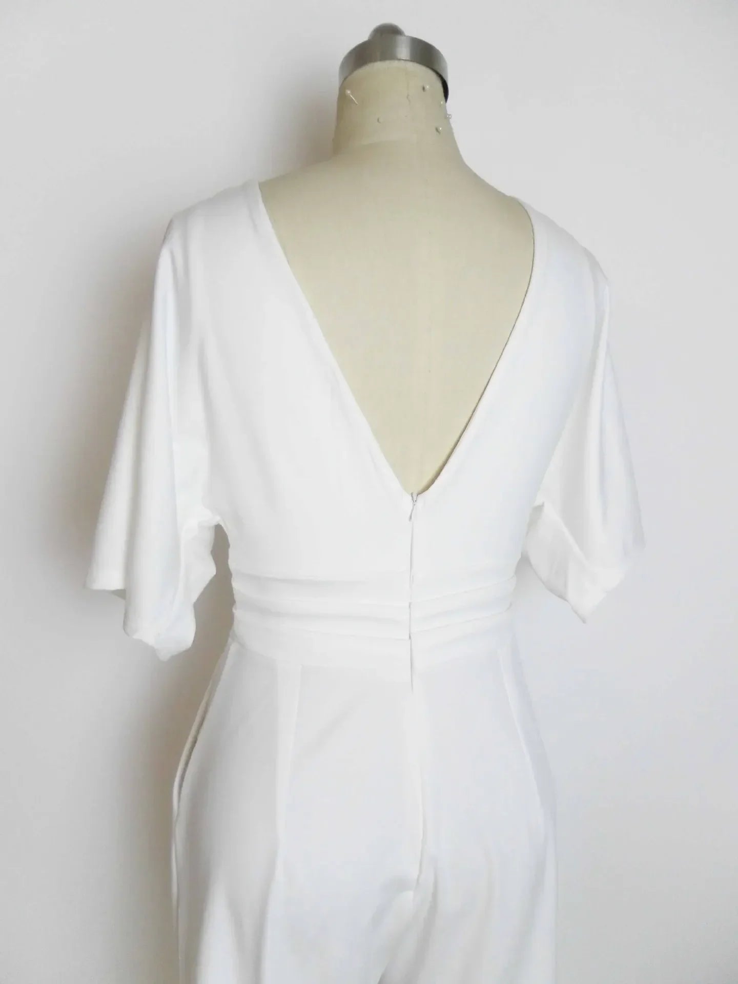 Jump Suits for Women V-neck Five-point Sleeve Wide-leg Pants Solid Color White Jumpsuits for Women Elegance Pants One Pieces new Badiee Stylez