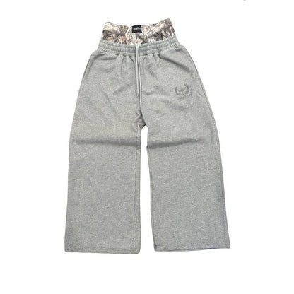 Y2K Trend Sweatpants Camouflage Embroidered Pattern Streetwear Men Women Clothing Retro Camo Baggy Pants Unisex Wide Leg Pants GRAY