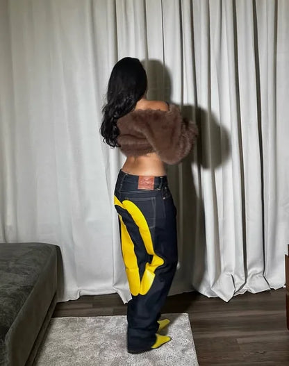 European and American hip-hop jeans men and women printing four seasons trendy trousers Gothic Y2K high street spring and summer