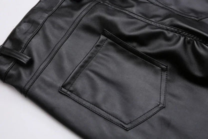 Men's Leather Pants Skinny Fit Elastic Fashion PU Leather Biker's Trousers Nightclub Party & Dance Pants Thin