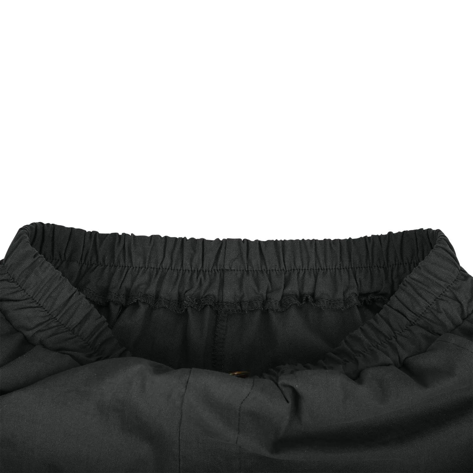 Female Fashion Solid Color Elastic High Waist Pocket Button Up Loose Cotton Linen Five Length Shorts Summer Soft Comfort Pants