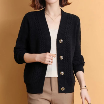 Rimocy Autumn Winter Knitting Cardigan Women 2024 Single Breasted V-Neck Sweater Woman Solid Color Long Sleeve Jumoer Coat Mujer