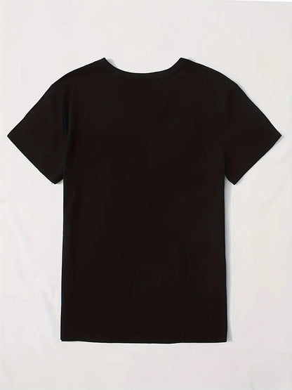 Short Sleeve Crown Letter Print Crew Neck T-Shirt for Spring & Summer Casual Women's Clothing