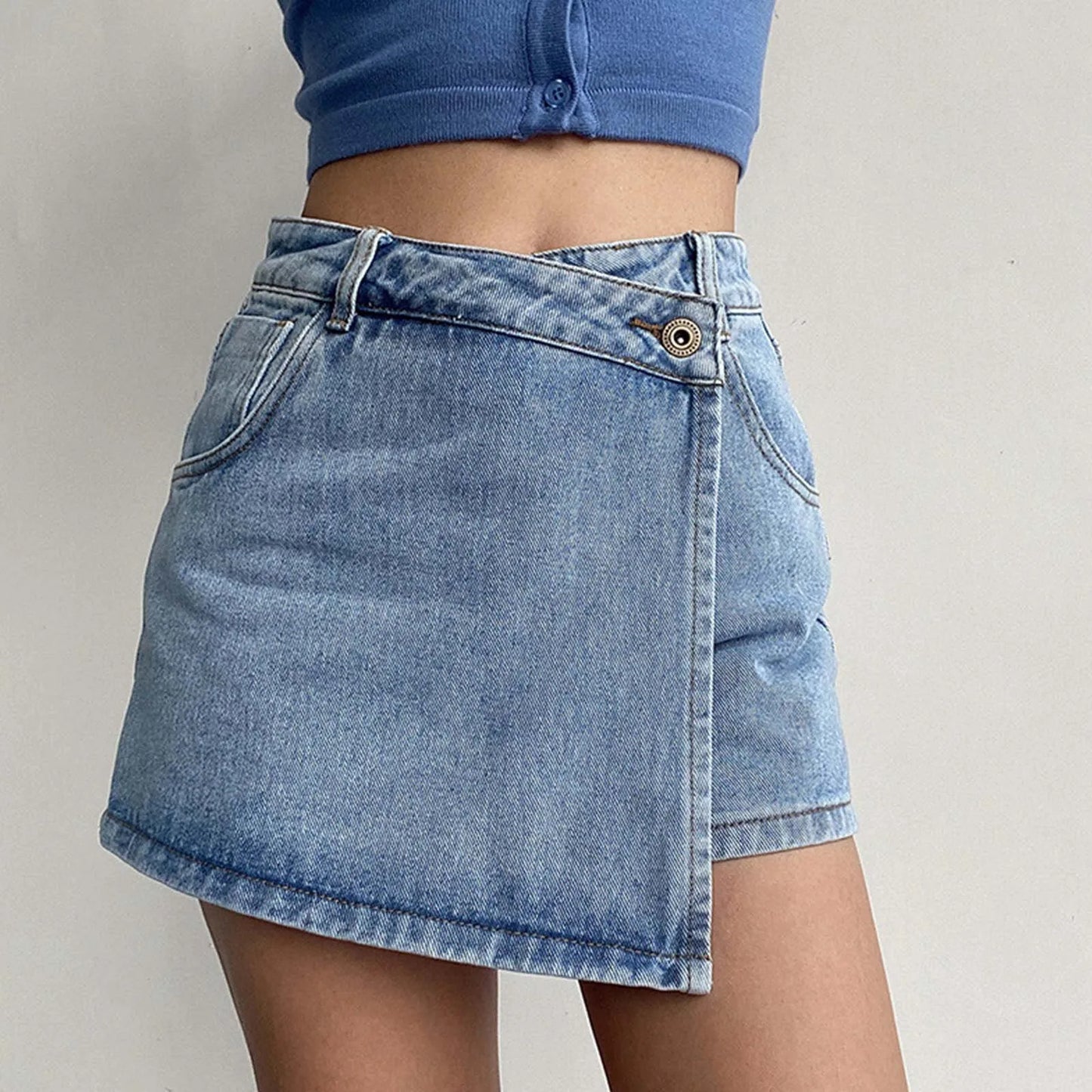 Plus Size S-5XL Shorts Skirts For Women Low Waist Double Layer Denim Shorts Summer Y2k Korean Harajuku Wide Leg Skorts Culottes