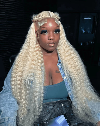 613 Blonde HD Lace Frontal Wig 13x4 13×6 Deep Wave Lace Front Human Hair Wig Colored Curly Wigs Water Wave Wigs For Women ﻿ ﻿ Badiee Stylez