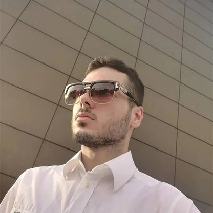 European And American Fashion Sunglasses Transparent Frame Glasses Cross Border Men And Women Retro Square Frame Sunshade Mirror